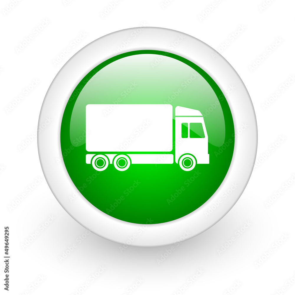 delivery green circle glossy web icon on white background delivery green circle glossy web icon on white background