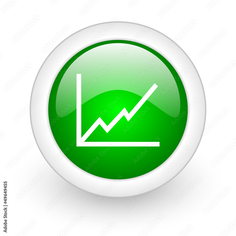 chart green circle glossy web icon on white background chart green circle glossy web icon on white background