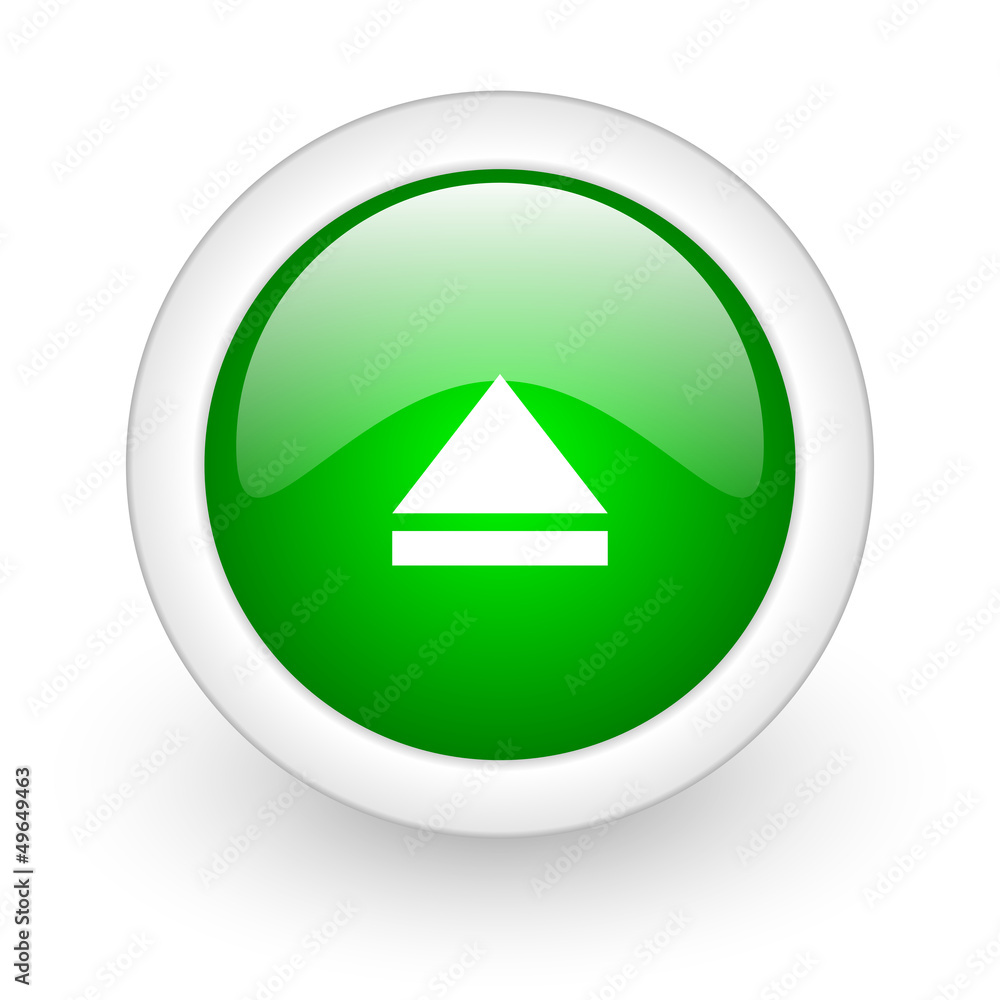 eject green circle glossy web icon on white background eject green circle glossy web icon on white background