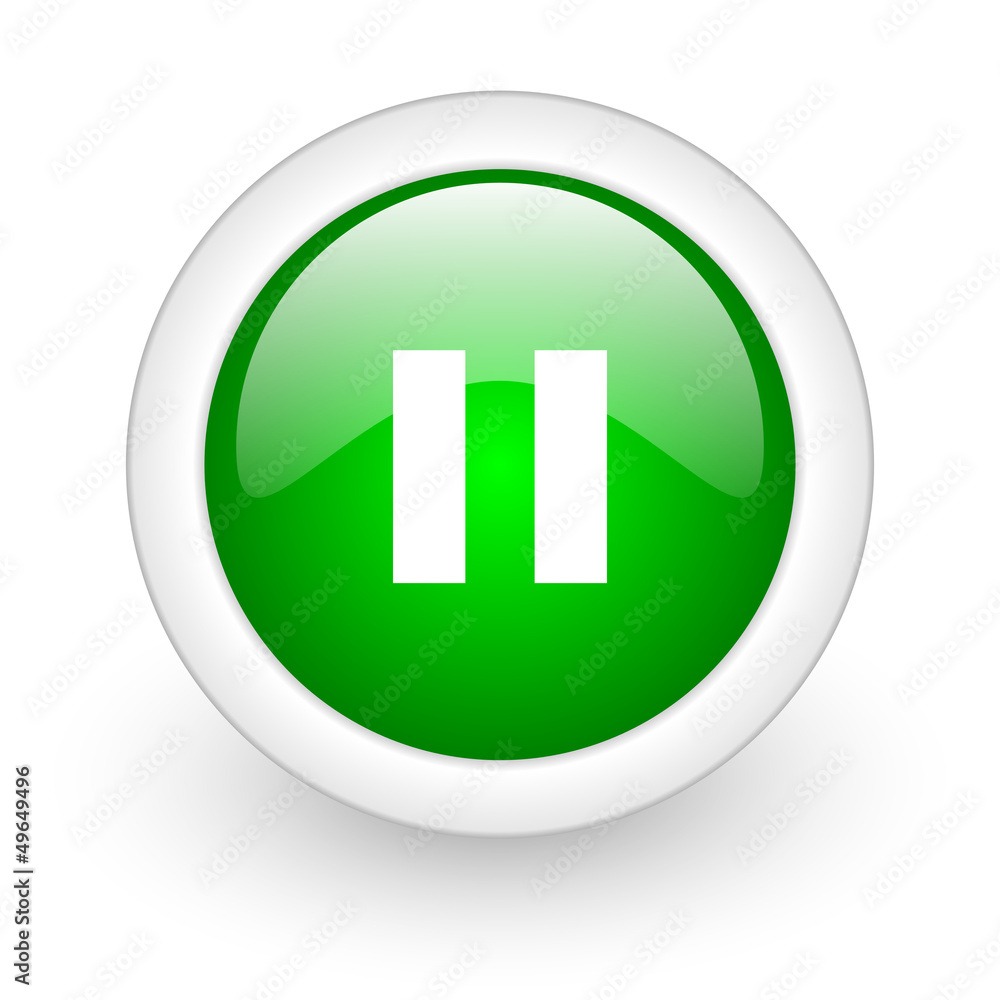 pause green circle glossy web icon on white background pause green circle glossy web icon on white background