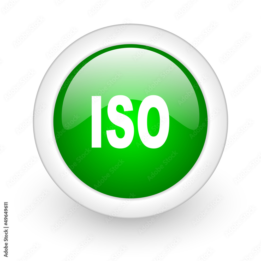 iso green circle glossy web icon on white background iso green circle glossy web icon on white background