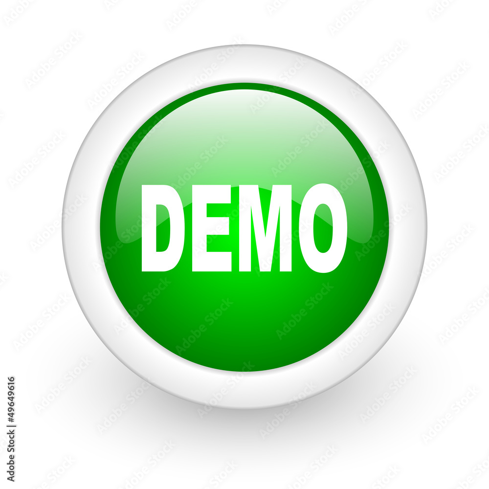 demo green circle glossy web icon on white background demo green circle glossy web icon on white background
