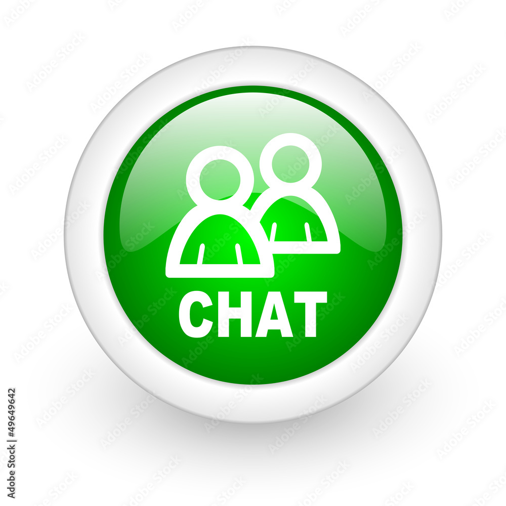 chat green circle glossy web icon on white background chat green circle glossy web icon on white background