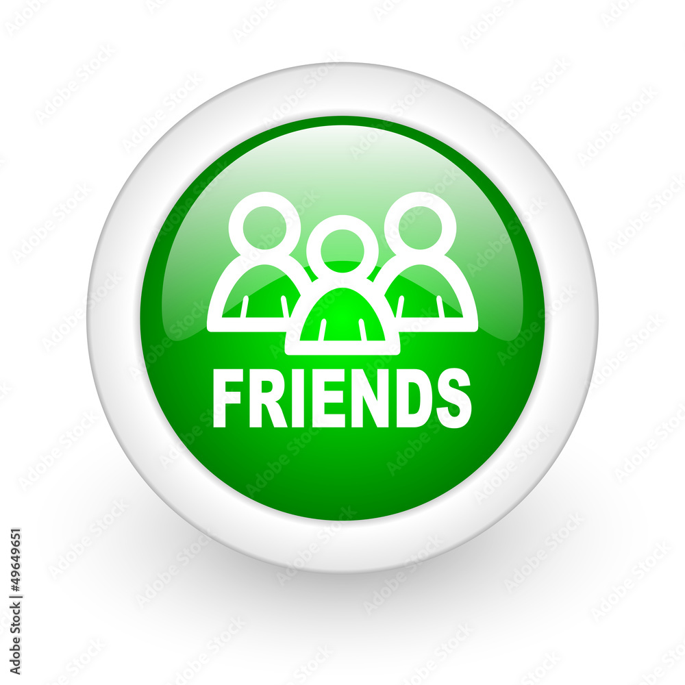 friends green circle glossy web icon on white background friends green circle glossy web icon on white background