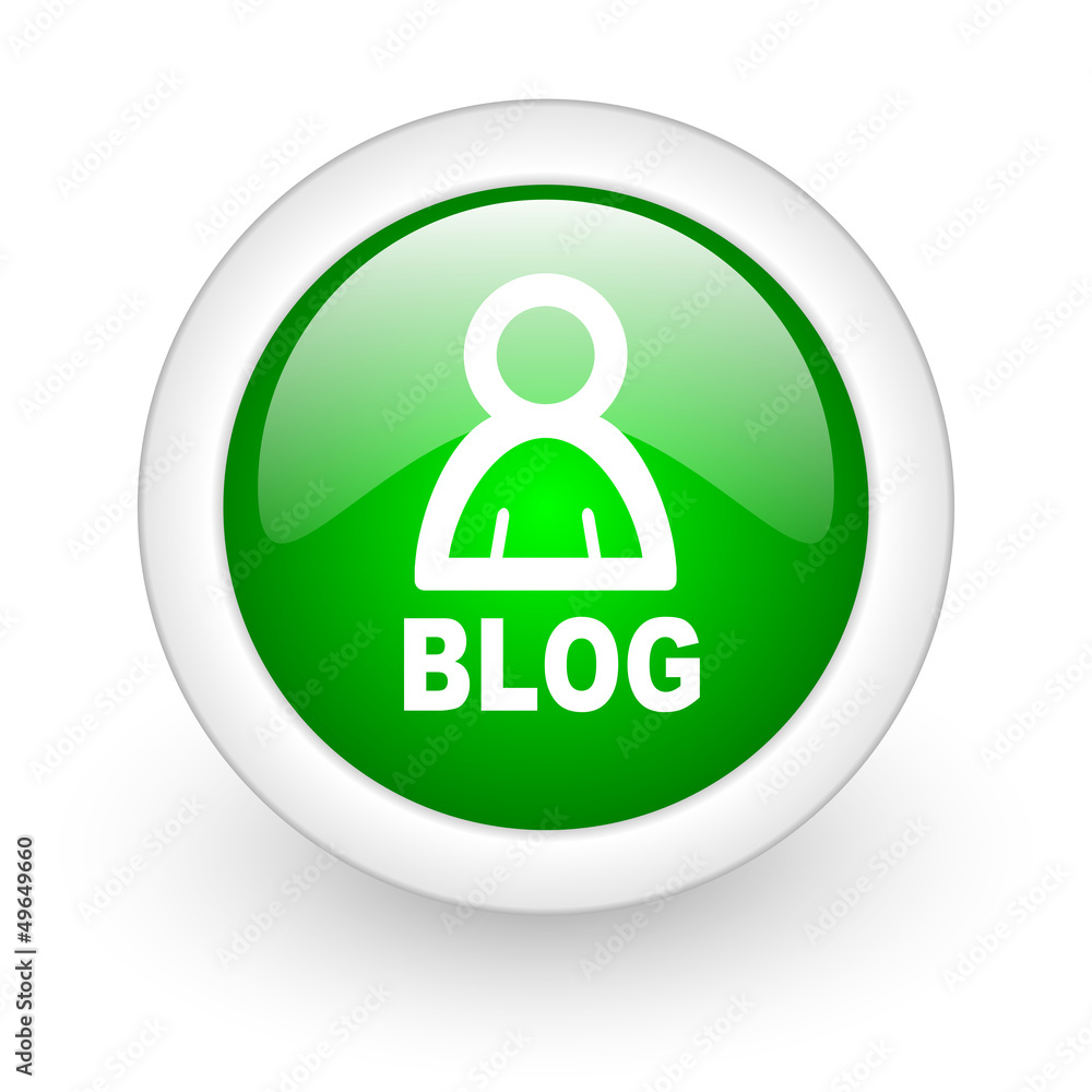 blog green circle glossy web icon on white background blog green circle glossy web icon on white background