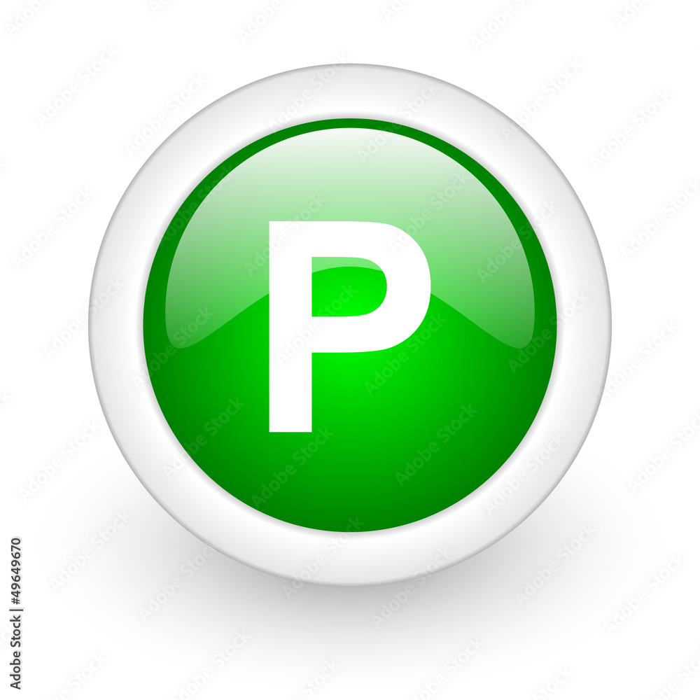 park green circle glossy web icon on white background
