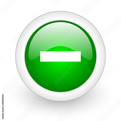 Fotografia minus green circle glossy web icon on white background