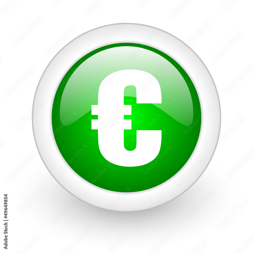 euro green circle glossy web icon on white background euro green circle glossy web icon on white background