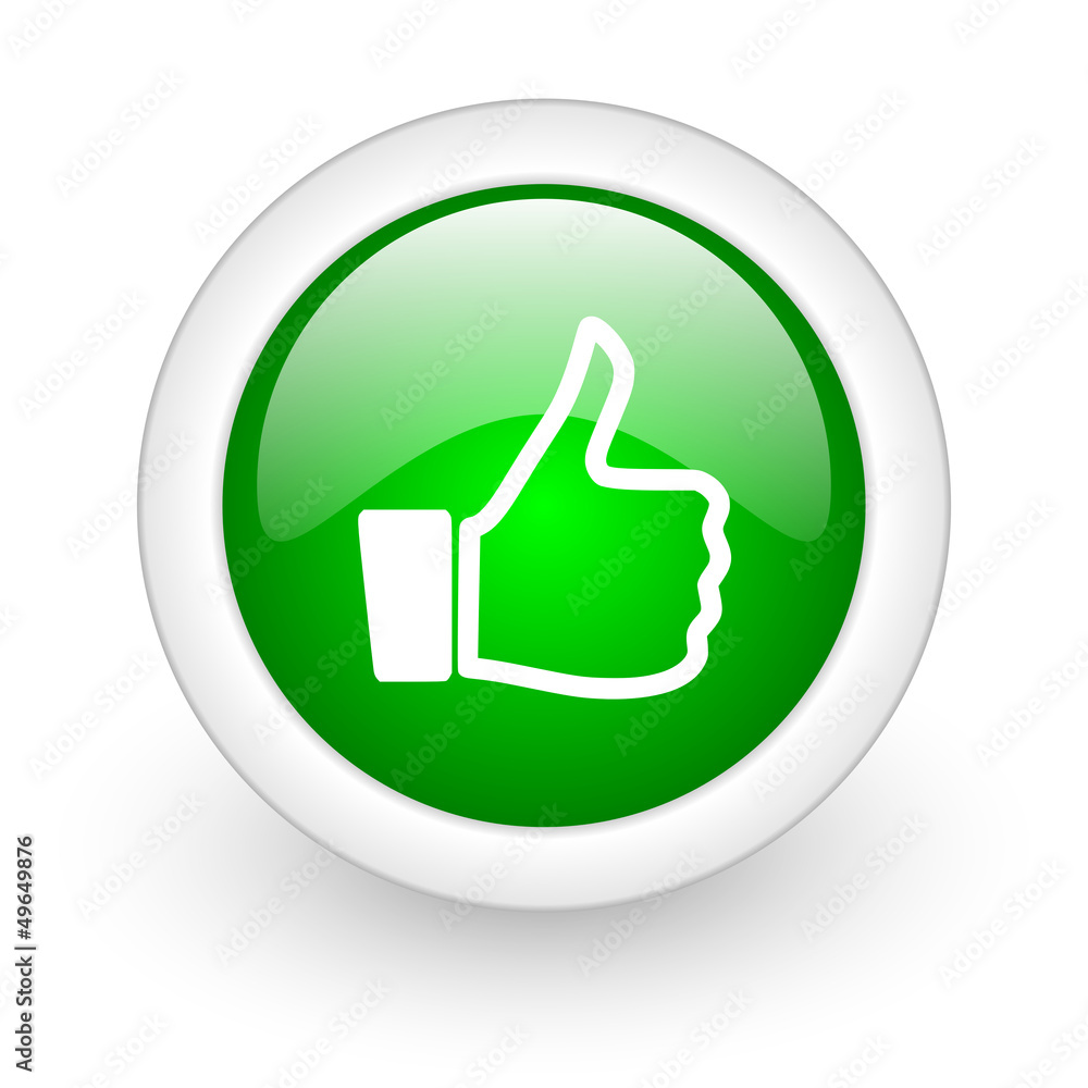 thumb up green circle glossy web icon on white background thumb up green circle glossy web icon on white background