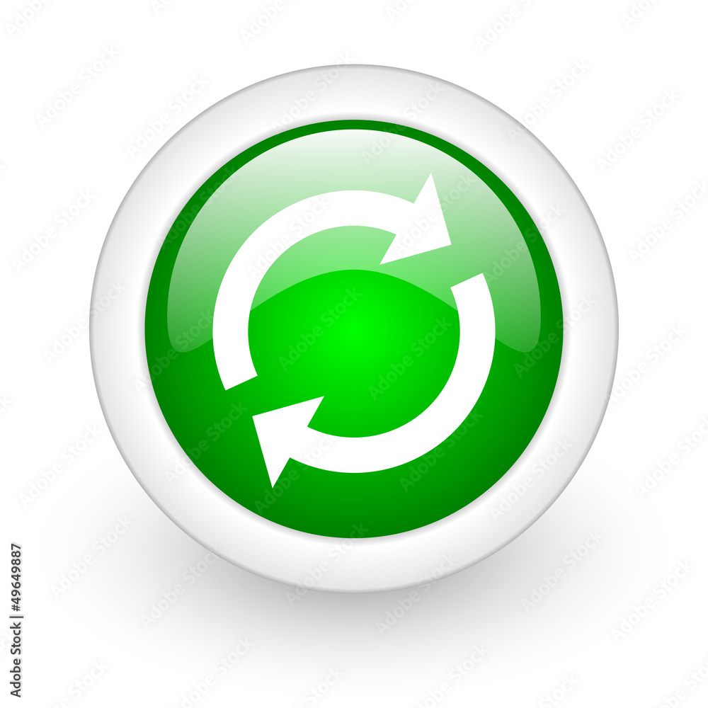 reload green circle glossy web icon on white background reload green circle glossy web icon on white background