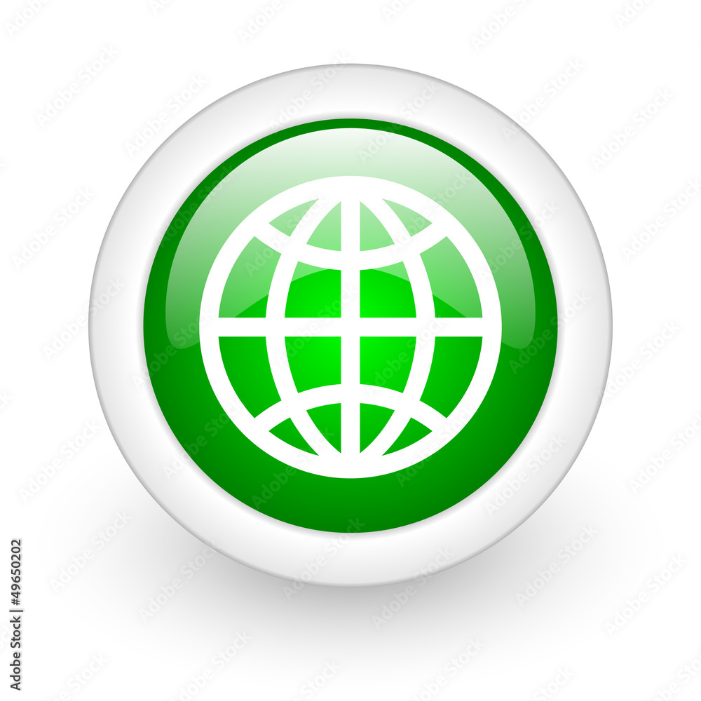 earth green circle glossy web icon on white background earth green circle glossy web icon on white background