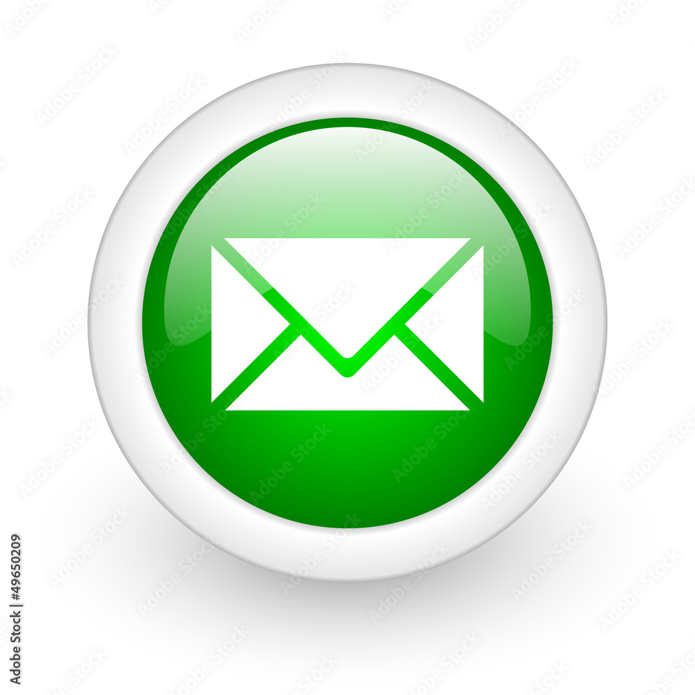 mail green circle glossy web icon on white background mail green circle glossy web icon on white background