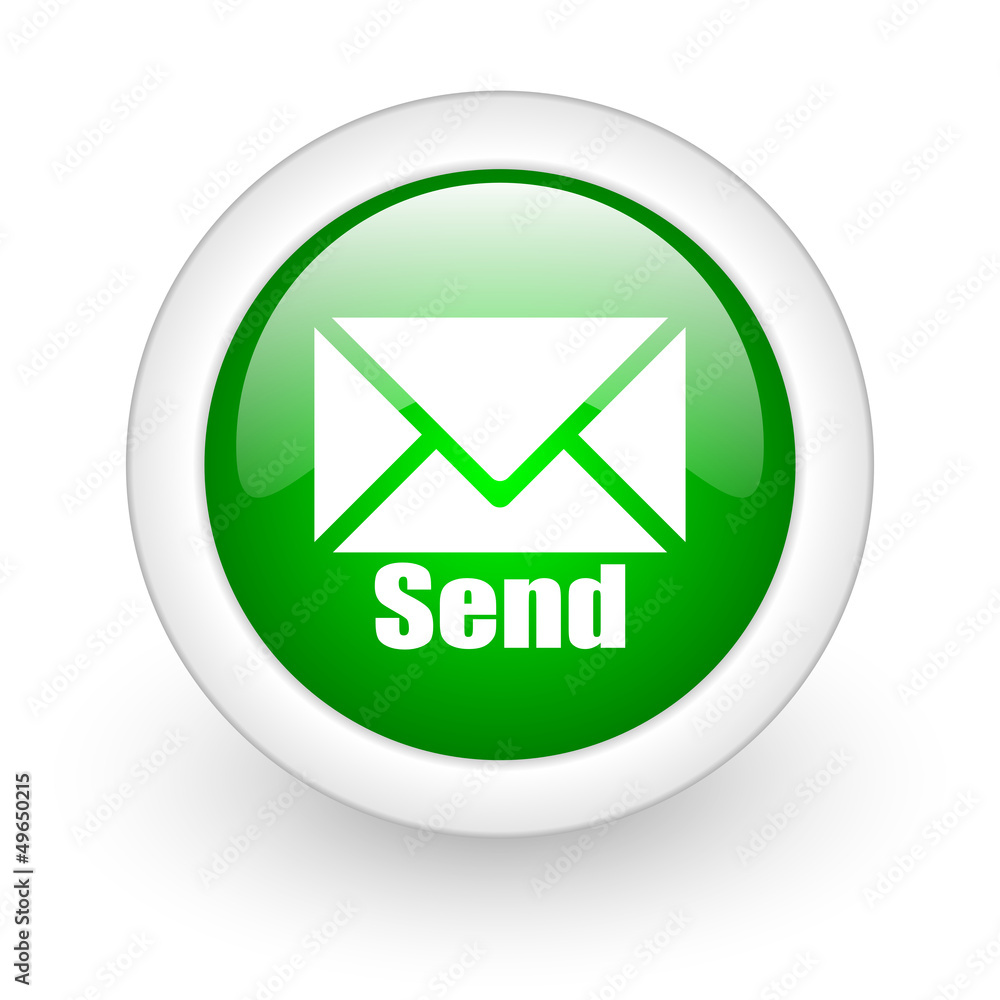 send green circle glossy web icon on white background send green circle glossy web icon on white background