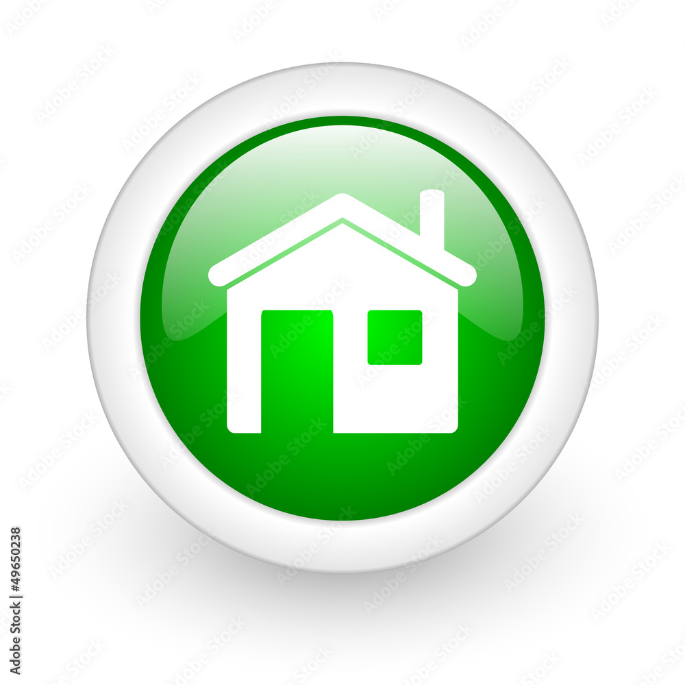 home green circle glossy web icon on white background home green circle glossy web icon on white background