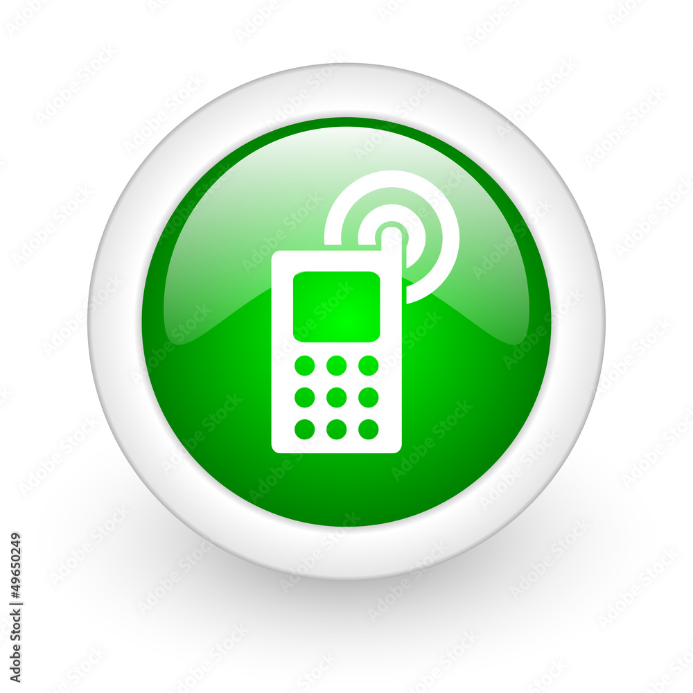 cellphone green circle glossy web icon on white background cellphone green circle glossy web icon on white background