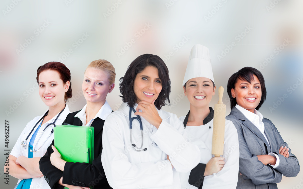 Smiling female workers