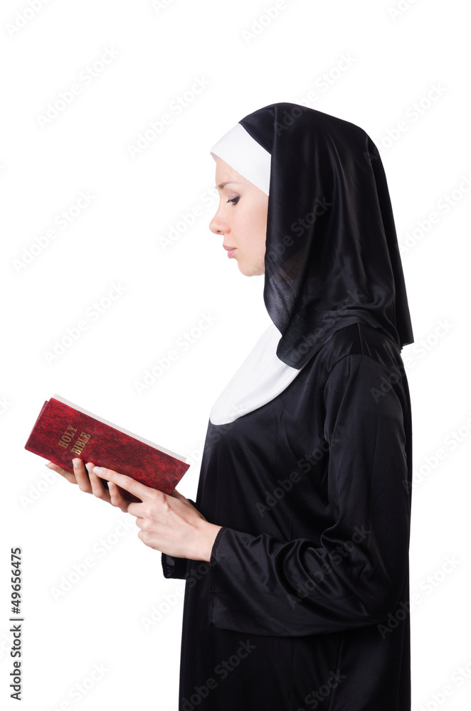 Young nun in religious concept