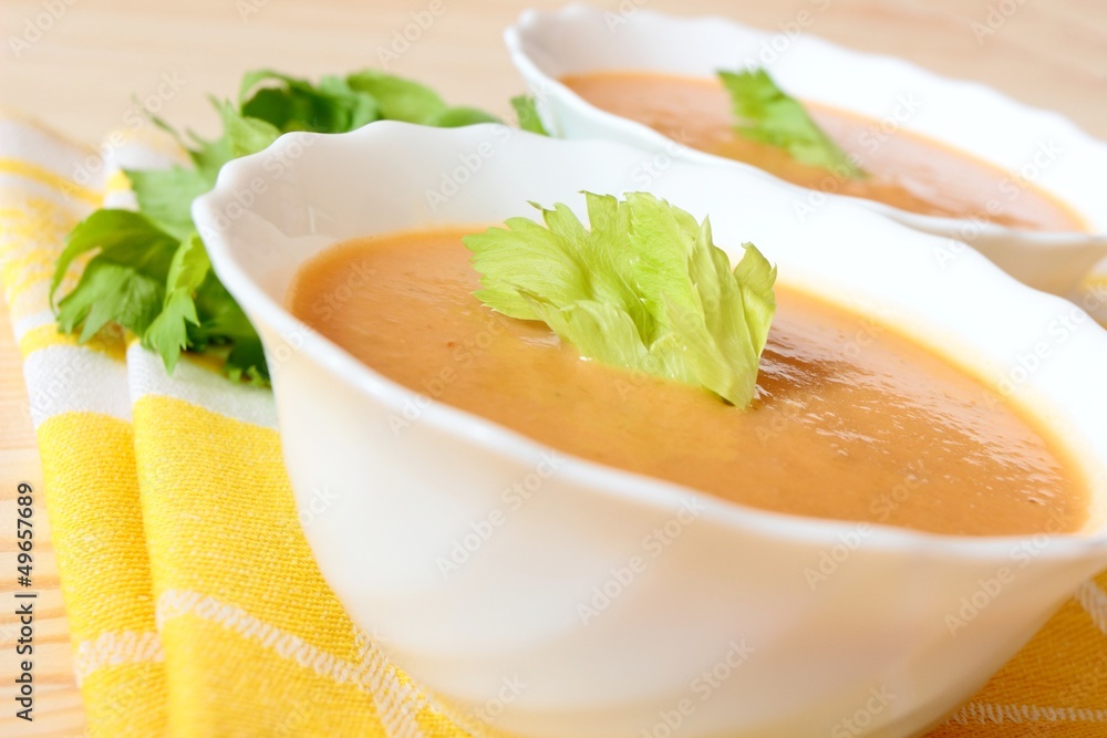 two portions od celery soup two portions od celery soup