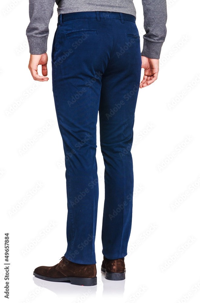 Fashion concept with trousers on white