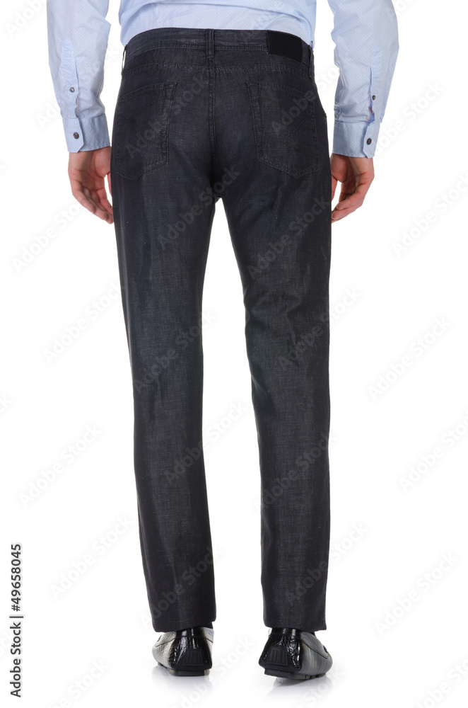 Fashion concept with trousers on white Fashion concept with trousers on white