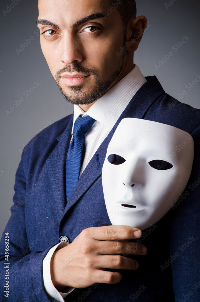 Man with black mask in studio Man with black mask in studio