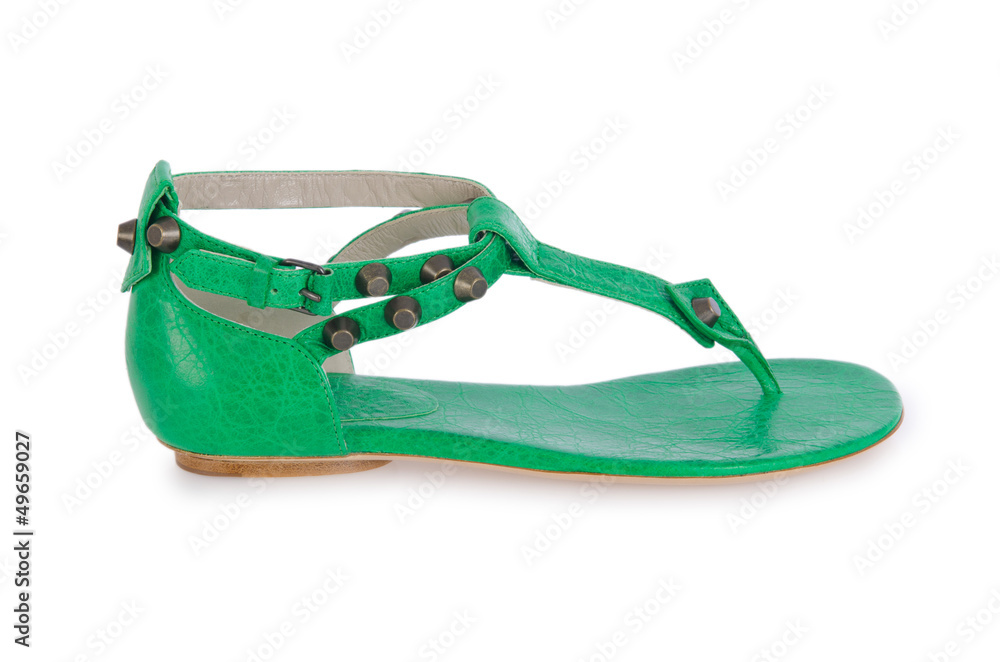 Woman green shoes isolated on white Woman green shoes isolated on white