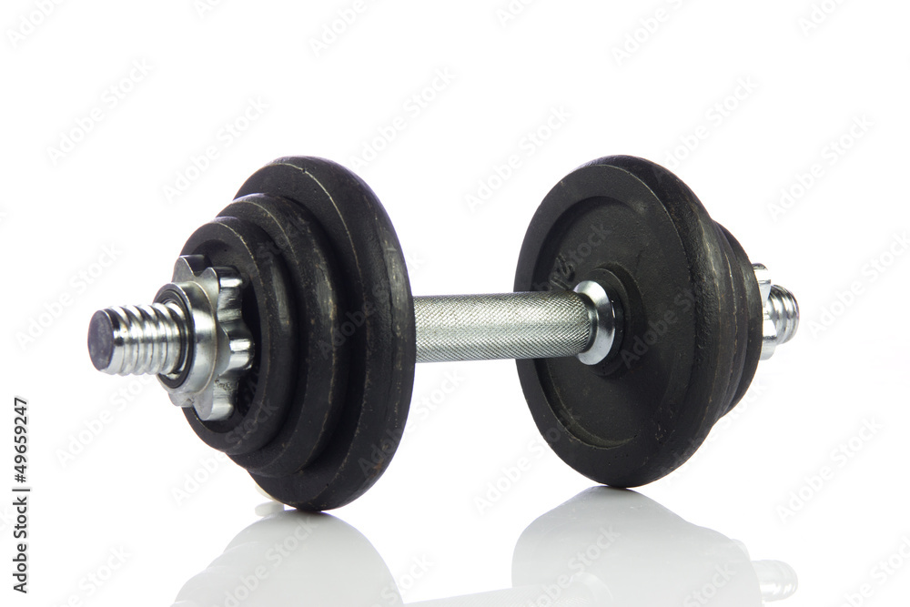Black dumbbell isolated on a white background. Black dumbbell isolated on a white background.