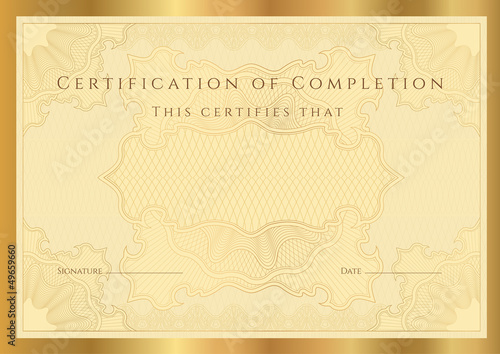 Golden Certificate / diploma of completion (template)