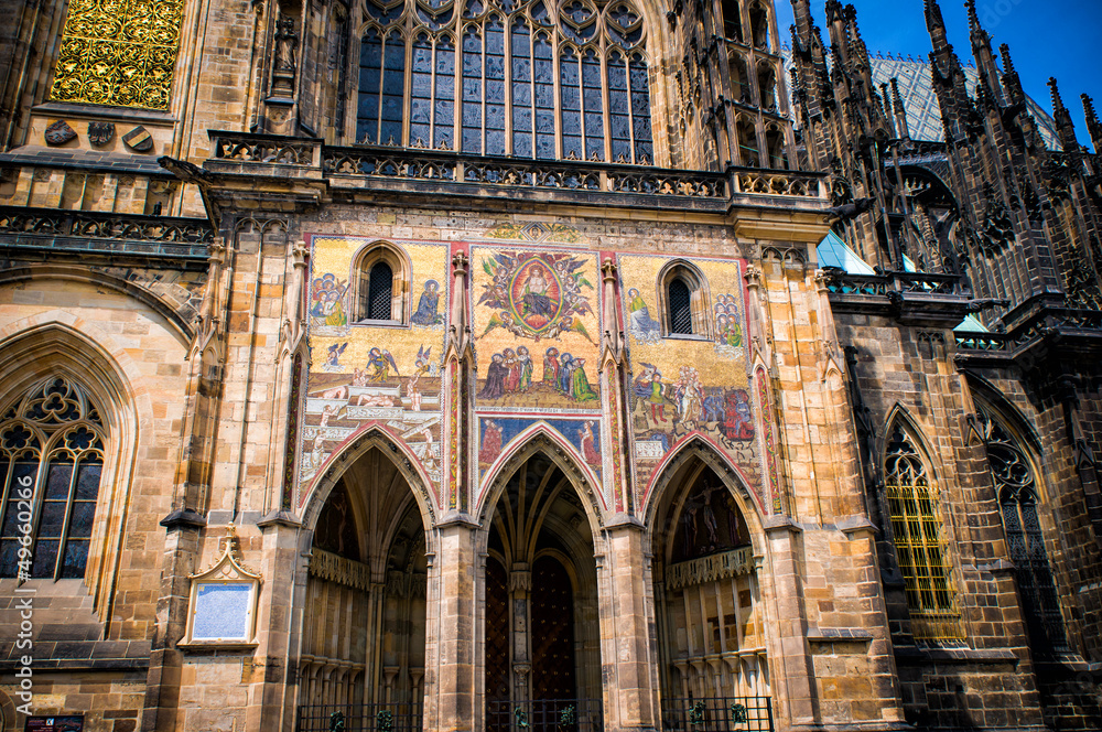 Prague Castle-Saint Vitus Cathedral, part of the facade