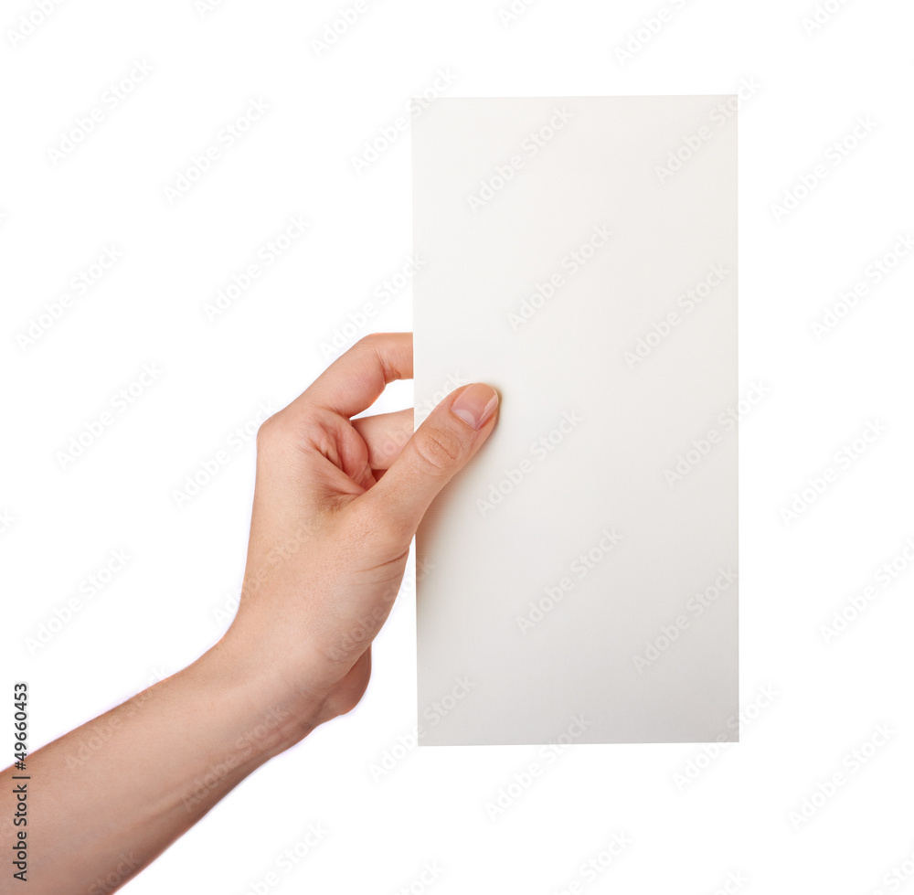 hand holding a blank business card isolated hand holding a blank business card isolated
