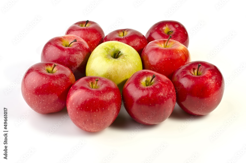 A bunch of appetizing apples isolated over white