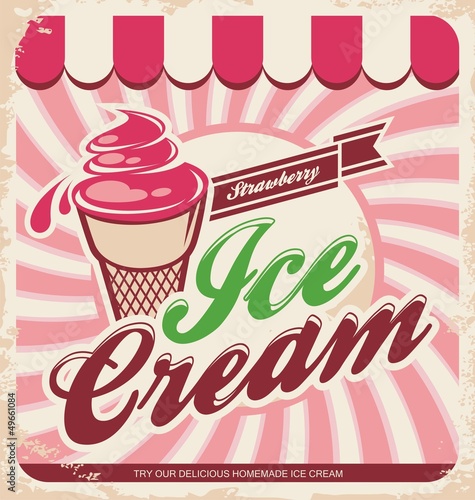 Ice cream retro poster