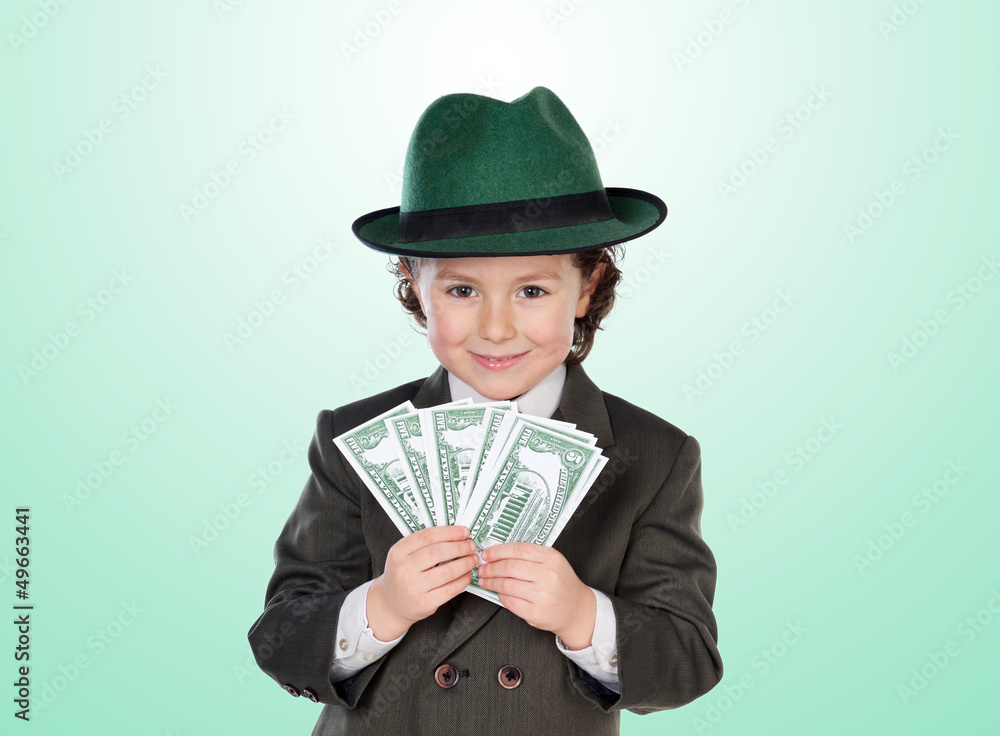 Little businessman with many dolars Little businessman with many dolars