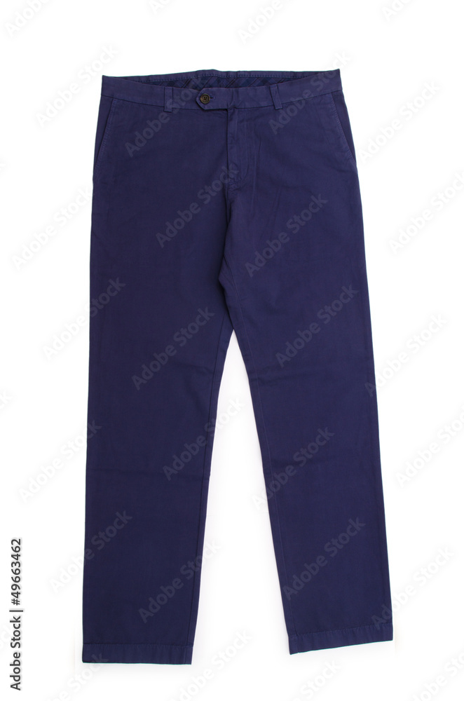 Fashion concept with trousers on white Fashion concept with trousers on white