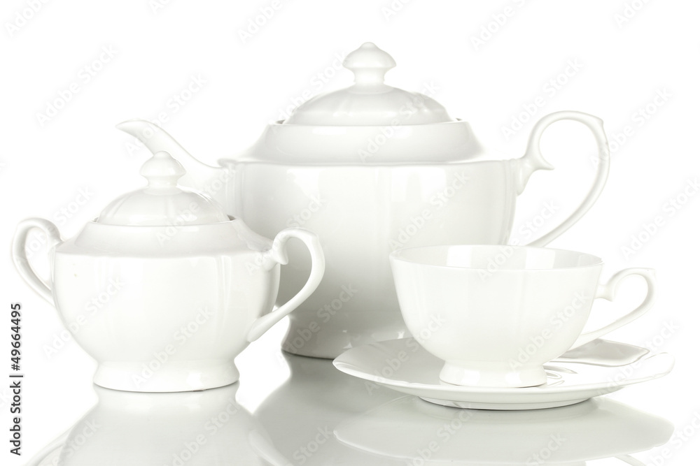 Beautiful white dinner service isolated on white Beautiful white dinner service isolated on white