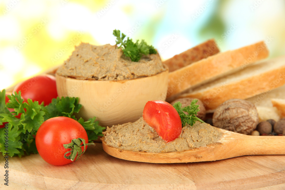 Composition of fresh pate, tomatoes and bread, Composition of fresh pate, tomatoes and bread,
