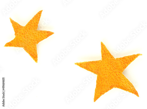 Decorative stars from dry orange peel isolated on white