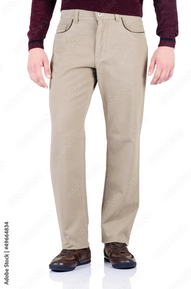 Fashion concept with trousers on white Fashion concept with trousers on white