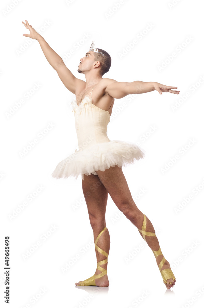 Man in ballet tutu isolated on white Man in ballet tutu isolated on white