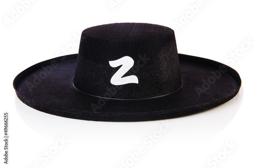 Black sombrero hat isolated on the white