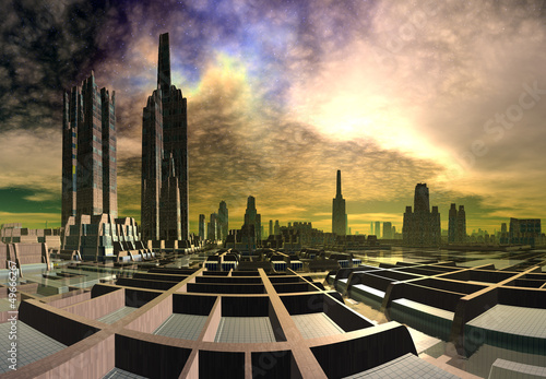 Futuristic Alien City - Computer Artwork