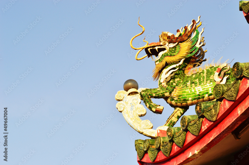 Fototapeta premium Dragon-headed unicorn with blue sky