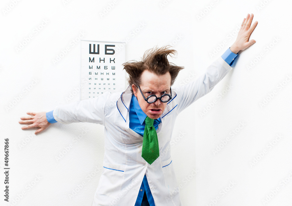 Naklejka premium Crazy optometrist