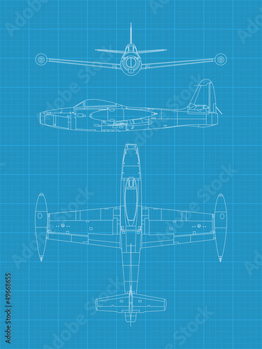 High detailed vector illustration of old military airplane