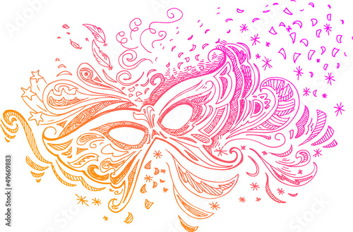 Elegant sketched illustration with carnival mask