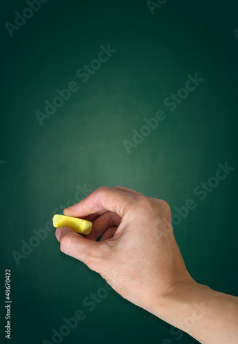 Wallpaper Mural Green Blackboard. The hand writing with chalk, vertical shot Torontodigital.ca