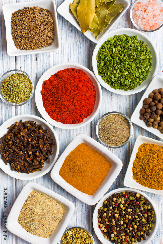 Various spices and herbs.