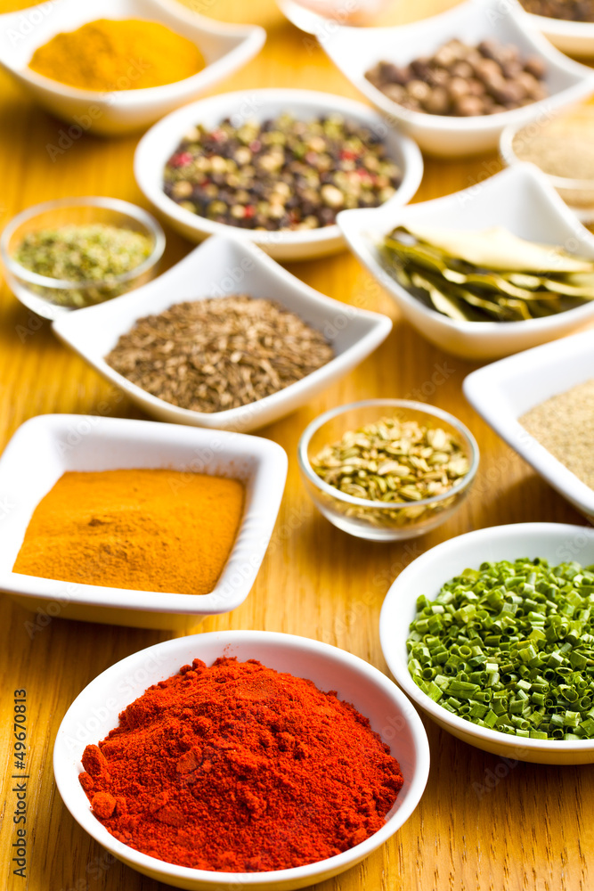 Various spices and herbs. Various spices and herbs.