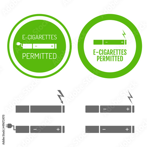 Electronic cigarettes permitted sign with set of icons