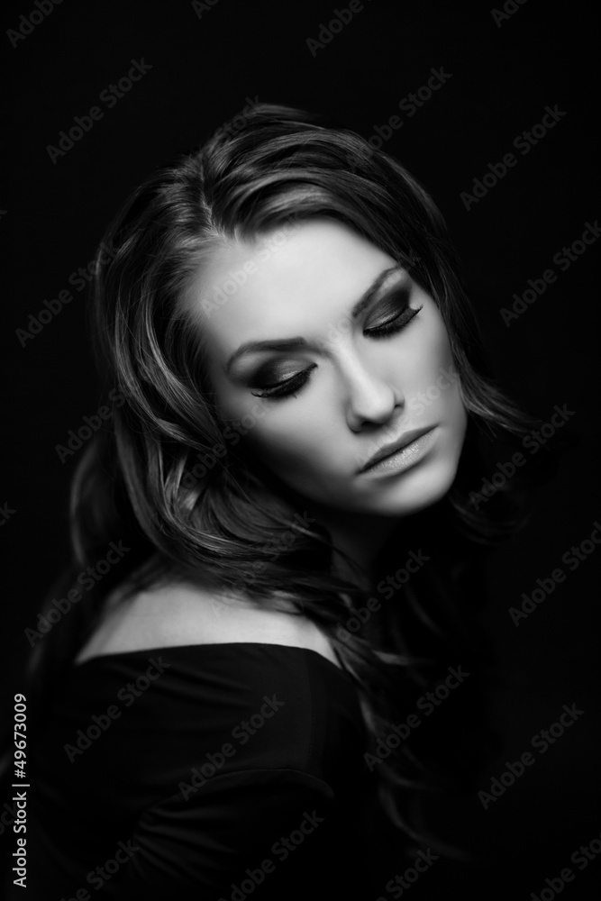 Beautiful young woman in black & white Beautiful young woman in black & white
